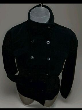 Calvin Klein Black Velvet Peacoat In Size Medium.  Like New, Perfect Condition.